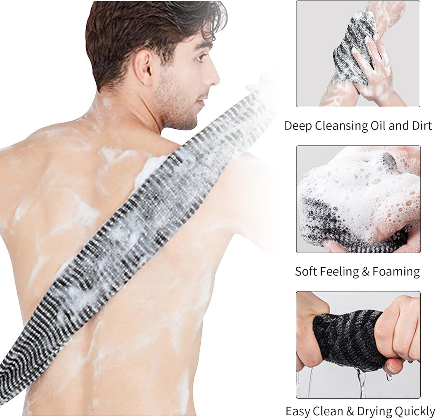 Yiclick 2 Pack Exfoliating Washcloth Towel - Body Scrubber Exfoliator, Loofah Sponge, Korean & Japanse & African Net Sponge Rag - Back Scrubber Washer for Use in Shower Bath