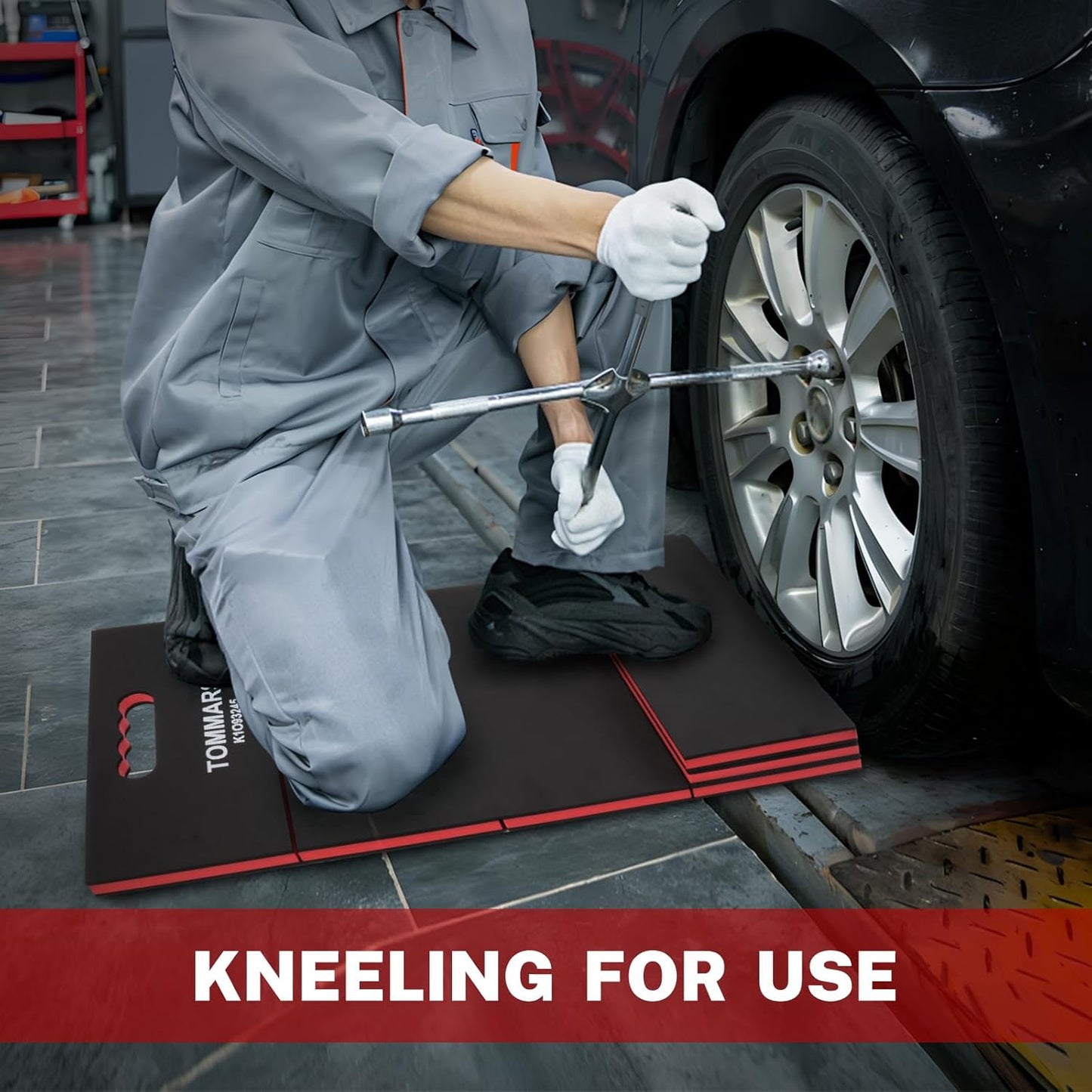 TOMMARS 0.9" Foldable Thick Kneeling Pad, 5 Fold Comfortable Foam Knee Pads Cushion Mat for Gardening, Yardwork, Workshop Repairing