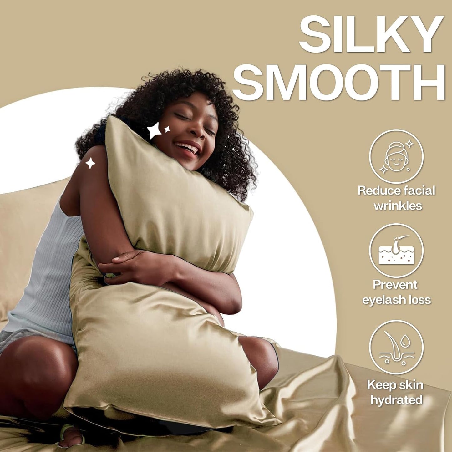MR&HM Satin Pillowcase for Hair and Skin, Silk Satin Pillowcase 2 Pack, Queen Size Pillow Cases Set of 2, Silky Pillow Cover with Envelope Closure (20x30, Taupe)