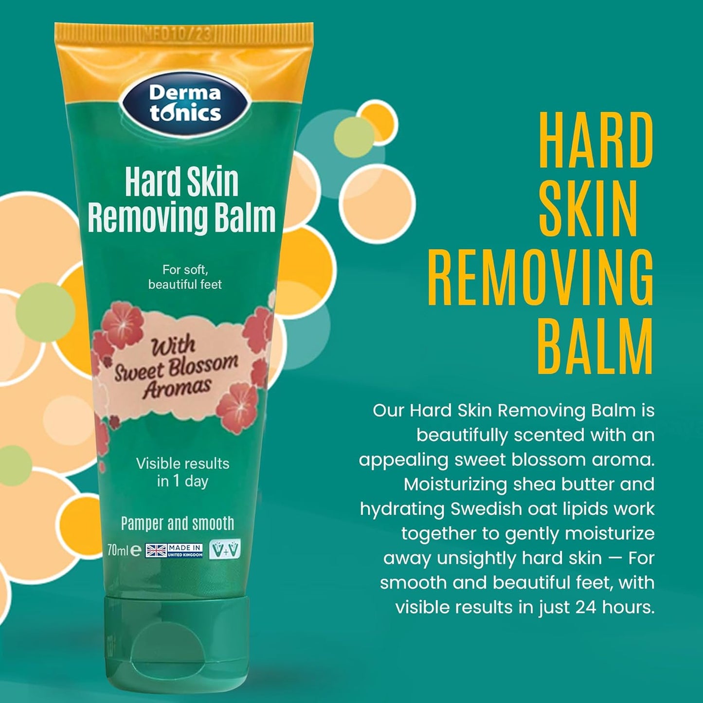 Hard Skin & Callus Removing Balm w/Sakura Blossom Aromas & 10% Urea - Skin Care for Feet, Hands & Elbows – Moisturizing & Repairing Formula for Dry & Cracked Skin - 2.37 fl oz Tube