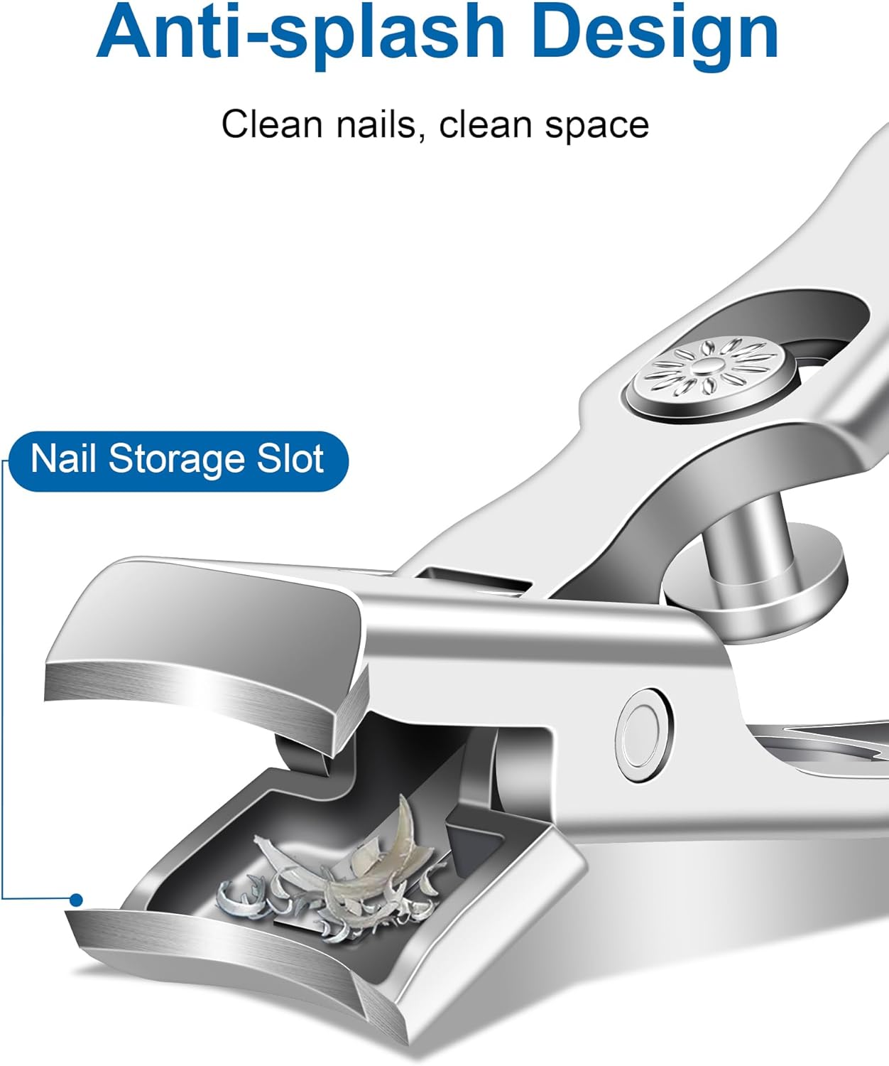 Nail Clippers for Seniors Thick Nails - Sharp Heavy Duty Large Wide Jaw Fingernail and Toenail Clippers with Catcher, for Adults, Men & Women (Silver)