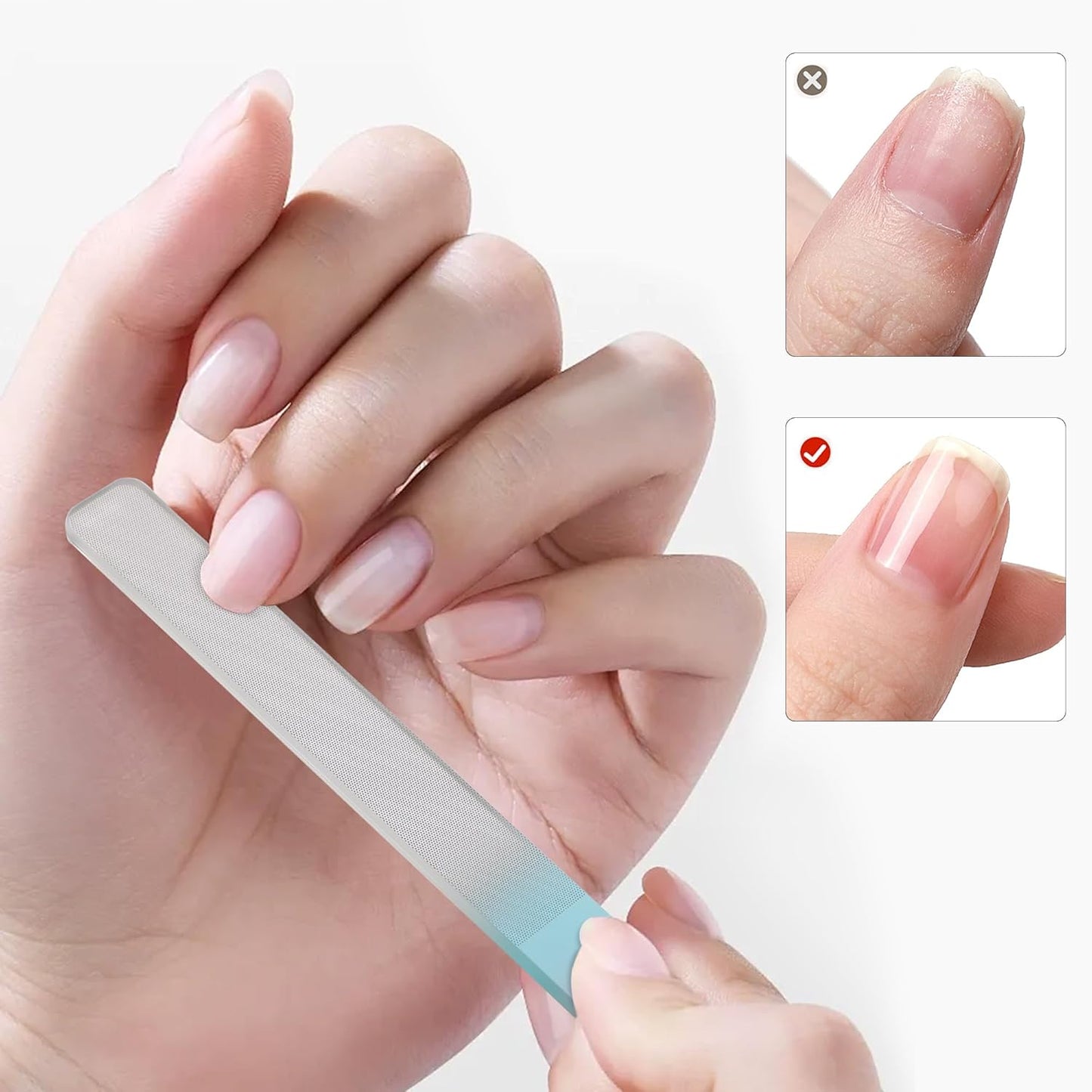 Nano Glass Nail Shiner Kit, 3-in-1 Manicure Tool-Nail Buffer for Shaping Buffing and Polishing Natural Nails, Fine Crystal Nail Files, Professional Manicure Tools for Home and Salon Use