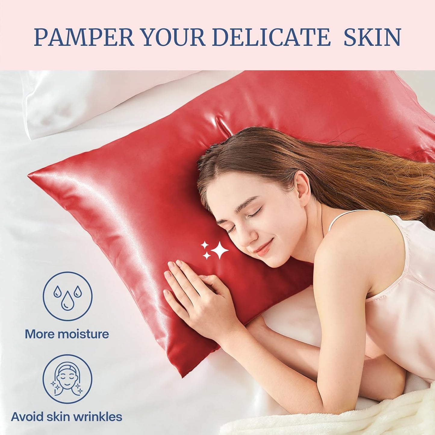 BEDELITE Satin Pillowcase for Hair and Skin, Super Soft and Cooling Similar to Silk Pillow Cases 2 Pack with Envelope Closure, Gift for Women Men(20"x40" King Size, Baked Apple)