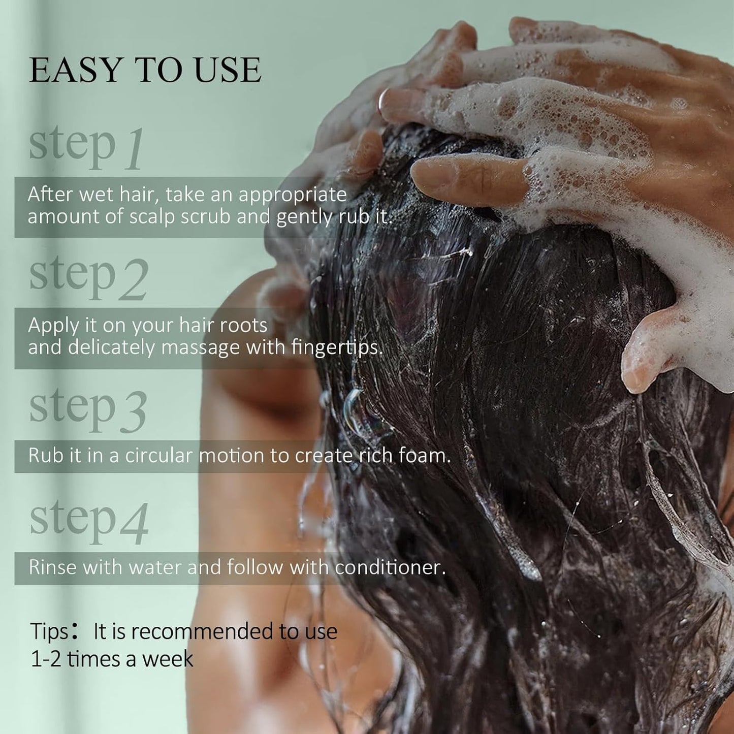 Scalp Scrub, Rosemary Scalp Exfoliator Scrub Shampoo, 2-in-1 Scalp Treatment with Mint Oil, Hair Treatment to Clarify and Remove Build Up with Silicone Scalp Massager, 10.6oz/300g