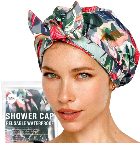 Reusable Shower Cap for Women Reusable Waterproof – Leakproof, Nonslip Hair Cap for Shower Flexiband – Soft, Breathable, Durable Mother’s Day Shower Caps by SMPL OBJECTS