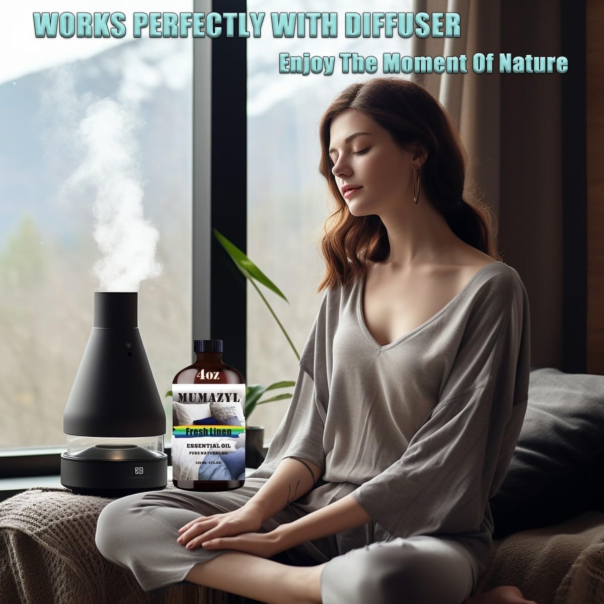 Fresh Linen Essential Oil, Fresh Linen Oil 4 Fl Oz 120ML for Diffuser Humidifier Yoga Cleaning DIY Candle Soap Making Fragrance Oils