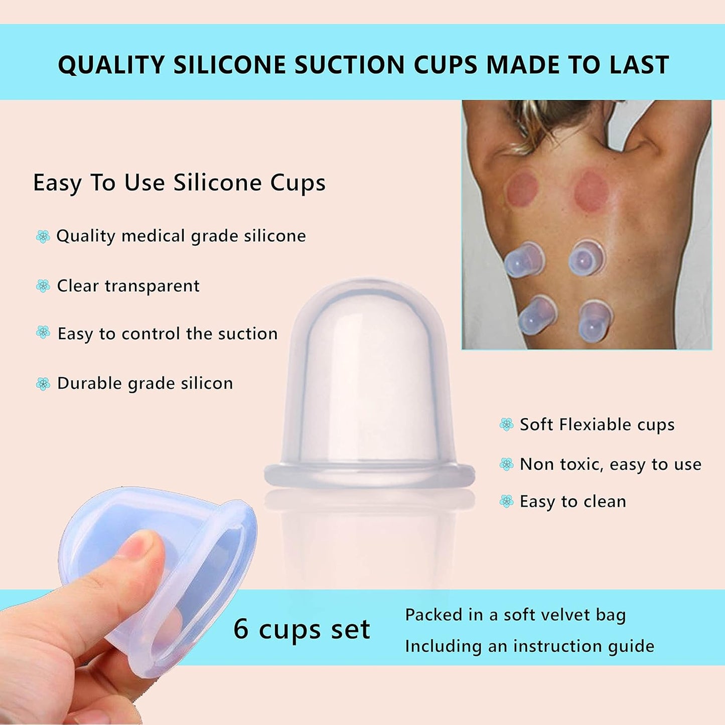 Silicone Cupping Therapy Set - by DoSensePro - Silicone Cupping Set Massage Therapy Cups for Arthritis, Pain Relief, Anti Aging, and Anti-Cellulite - Cupping Kit for Massage Therapy Cups