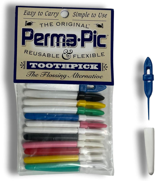 Original Perma Pic Reusable Toothpicks (12-Pack) - Flossing Alternative, Portable & Travel-Ready, Easy Clean, Durable Picks for Oral Hygiene on-The-Go