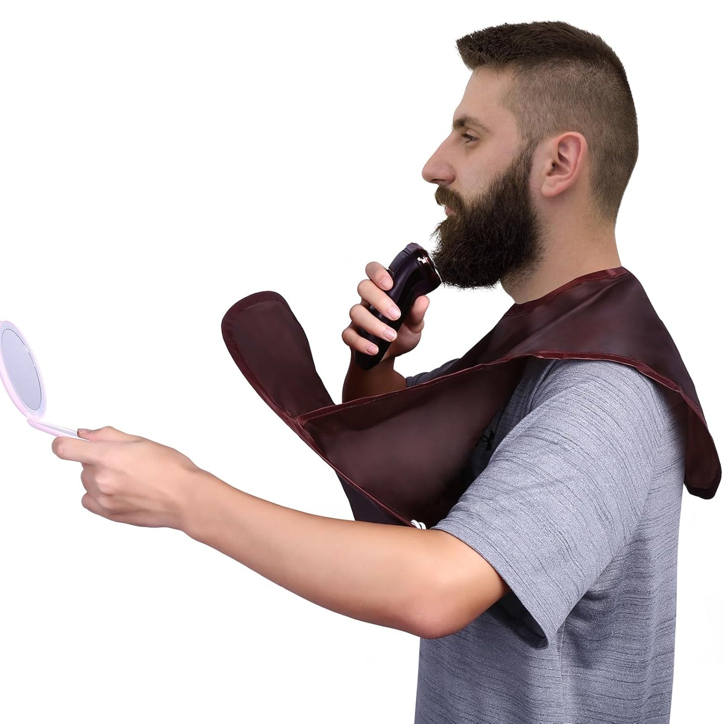 Beard Bib, Beard Apron Foldable Multi-Purpose Shaving Bib, Beard Bib Apron for Men for All Men'S Gifts(khaki)