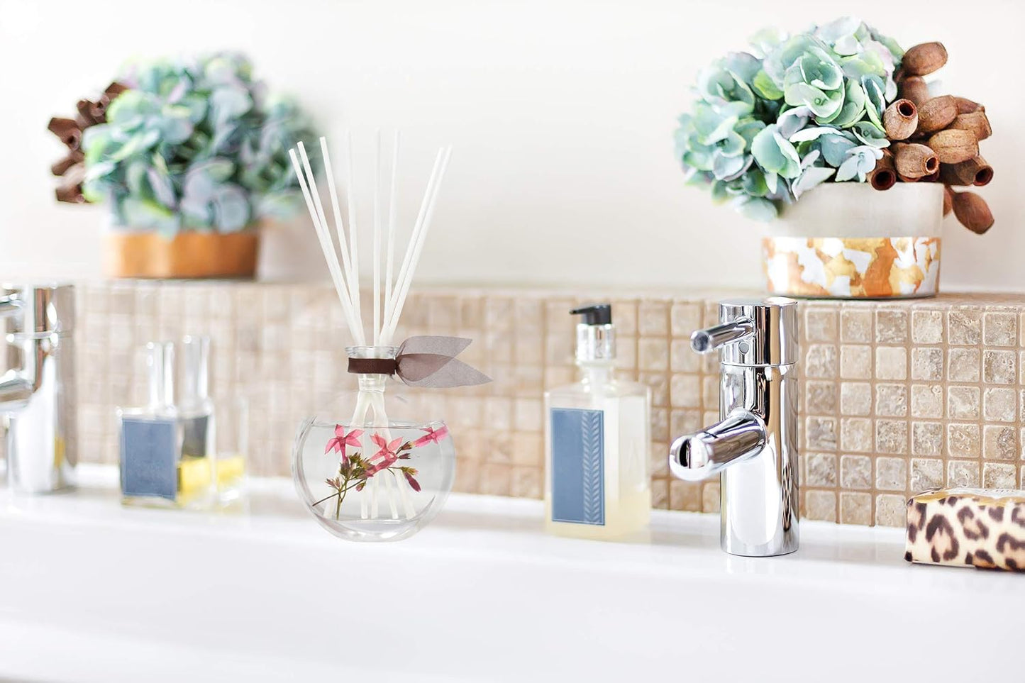 LOVSPA Reed Diffuser Set, Hawaiian Sandalwood Scented Oil Diffuser with Sticks, Home Fragrance Accessories for Bathroom Shelf Decor, Aroma Diffusers for Home or Office Fall Decor, USA Made