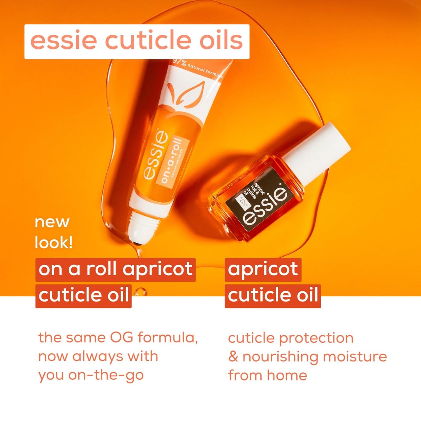 essie Nail Care, Apricot Cuticle Oil and Nail Treatment, 8-Free Vegan, On A Roll, 0.46 fl oz
