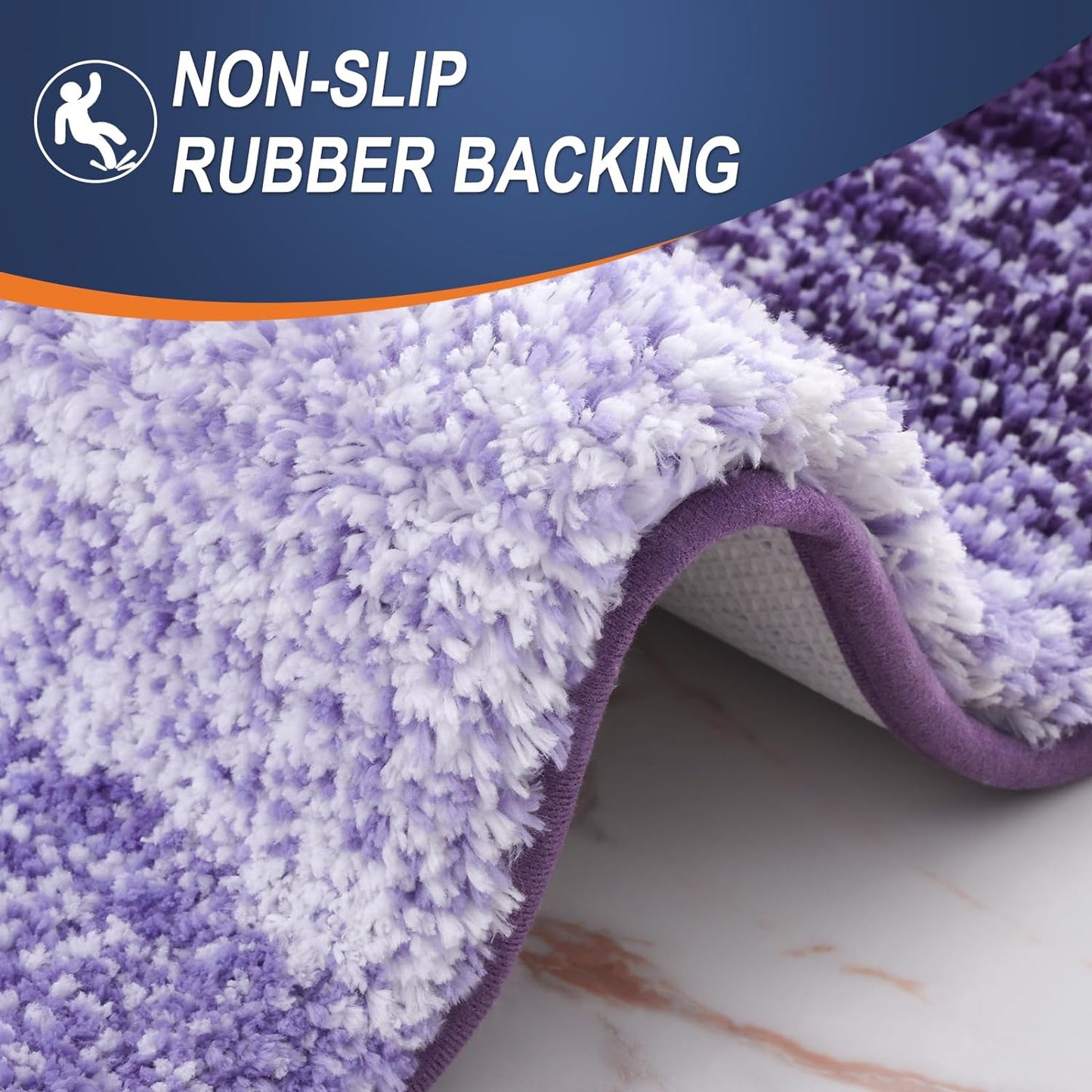 OLANLY Luxury Toilet Rugs U-Shaped 24x20, Extra Soft and Absorbent Microfiber Bathroom Rugs, Non-Slip Plush Shaggy Bath Mat, Machine Wash Dry, Contour Bathroom Mats for Toilet Base, Violet