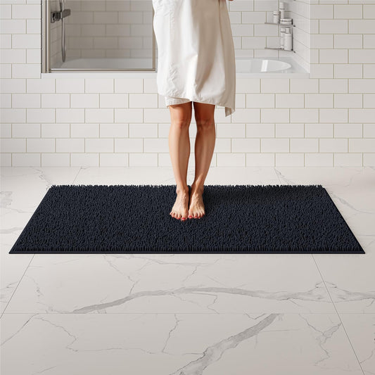 Chenille Bath Mats, Plush Absorbent Bath Mats Quick Dry, Soft & Machine Washable, Non Slip Carpet For Bathroom, Thick Bathroom Rugs, Shower Restroom Rug Mat, Alfombras De Baño, Bathrugs Matts, 61"x31"