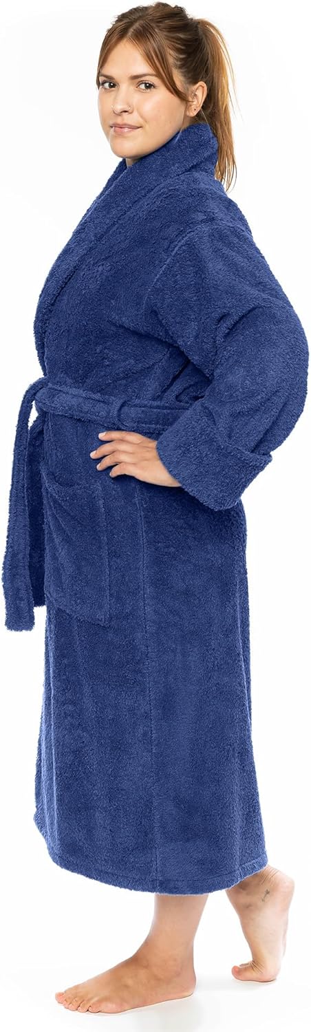 Classic Turkish Towels CTT Premium 100% Turkish Cotton Terry Cloth Bath Robe for Women & Men, Soft & Plush Long Unisex Robe