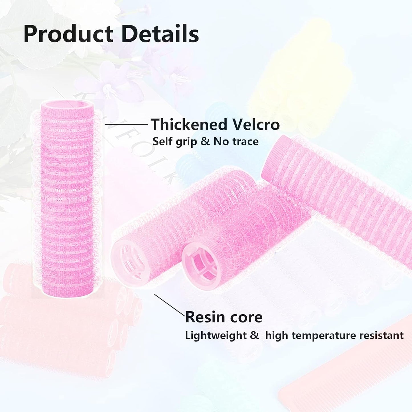 18PCS Self Grip Small Hair Curlers Heatless Roller Hair Curlers Pro Salon Hairdressing Curler DIY Curly Hairstyle Hair Rollers Tools Rat Tail Comb for Women Medium Short Hair(Pink)