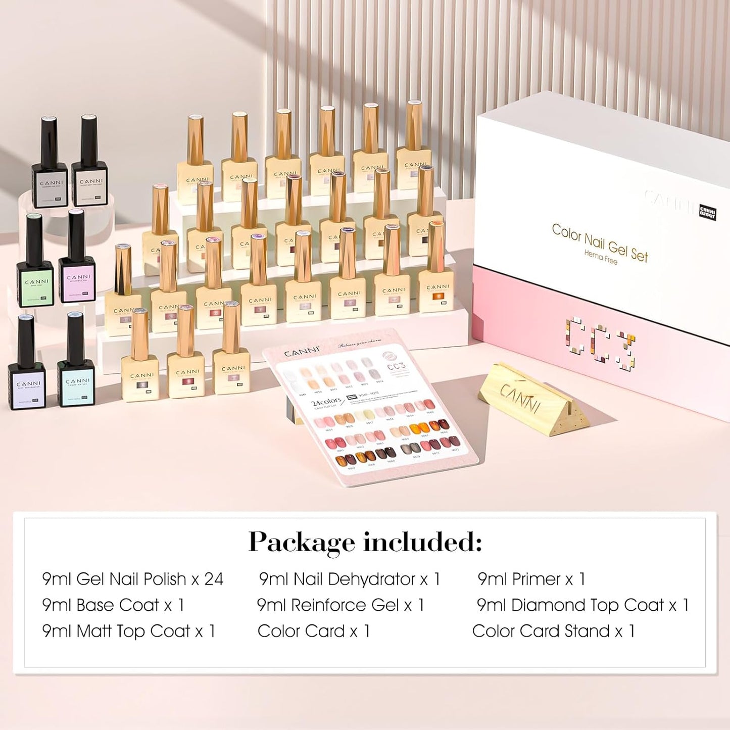 CANNI CC3 Jelly Gel Nail Polish Set with Color Card, 30Pcs Jelly Pink Gel Polish Nude Brown Color High Gloss Soak Off U V Nail French Nail Manicure Salon DIY