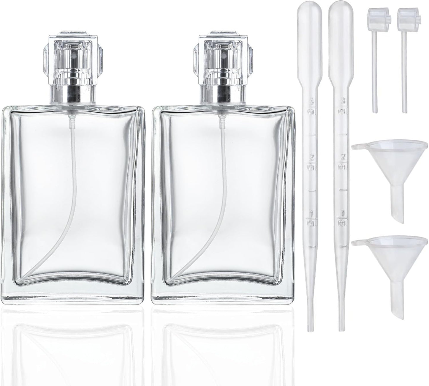 YU FENG Glass Perfume Bottles Empty Spray Refillable Atomizer 2 Pack 100ml/3.4oz（Square）