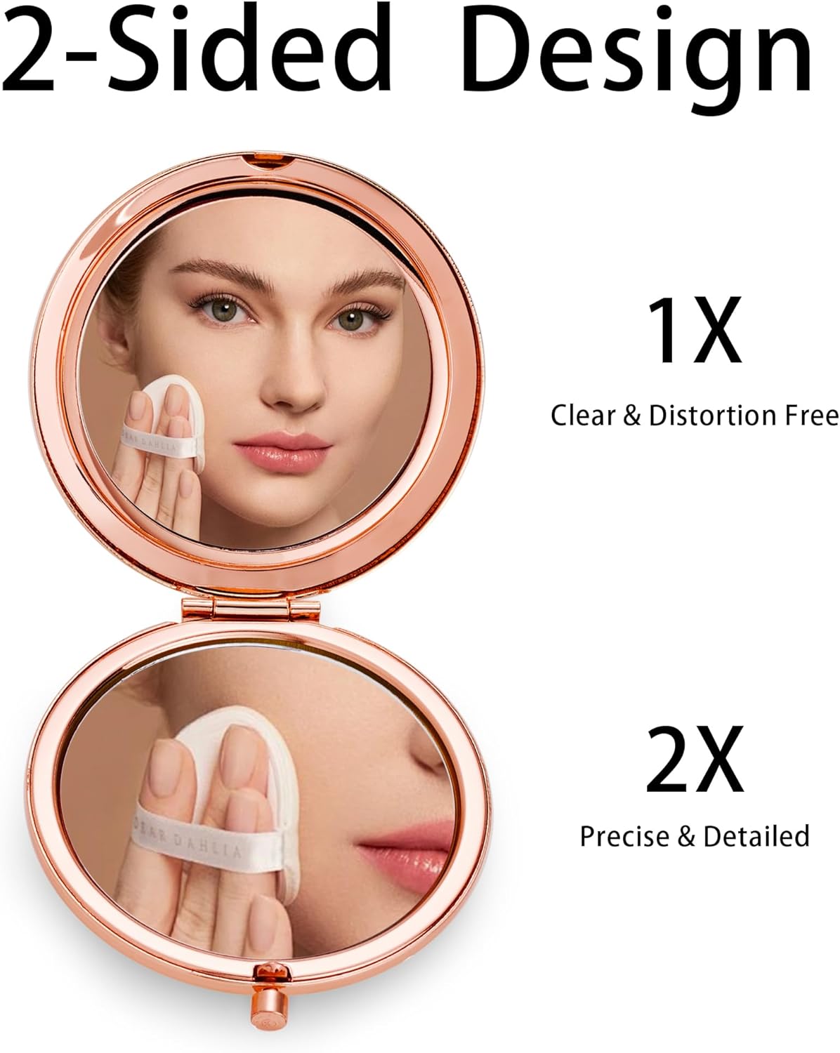 Compact Mirror, Pocket Travel Makeup Mirror for Purse, Metal Round Shell, 2-Sided 1X/2X Magnifying, Portable, Folding, Handheld, Rose Gold, 12 Pack