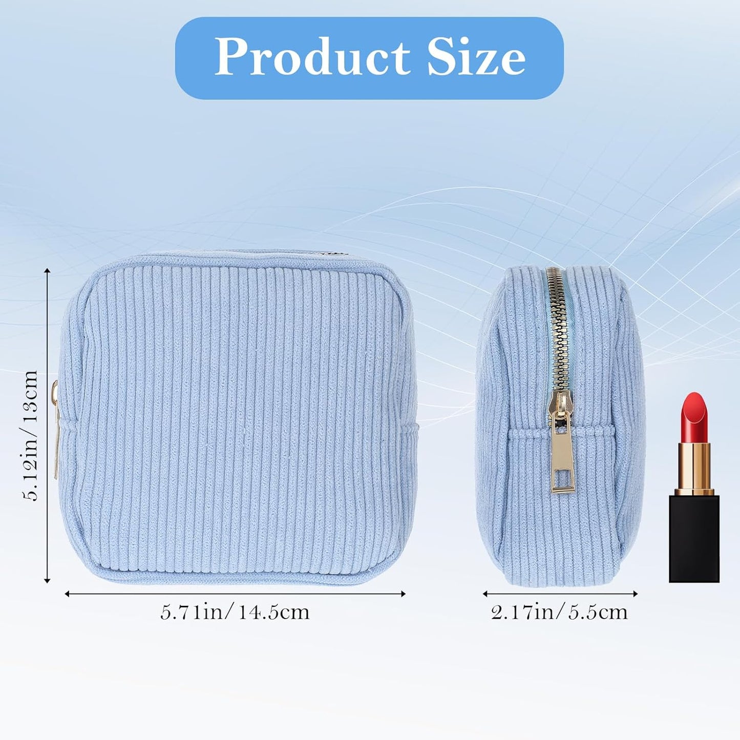 Period Bag for Teen Girls, Sanitary Napkin Storage Bag, Menstrual Bags, Corduroy Tampon Holder, Makeup Pouch with Zipper, Portable First Period Pouch (Sky Blue)