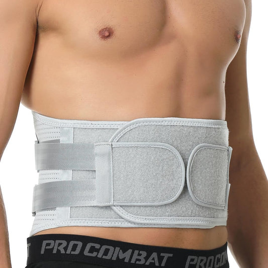 NeoTech Care Back Support Belt - Breathable & Adjustable Lower Back Brace - Double Pull Compression Straps (Grey, Size XL)