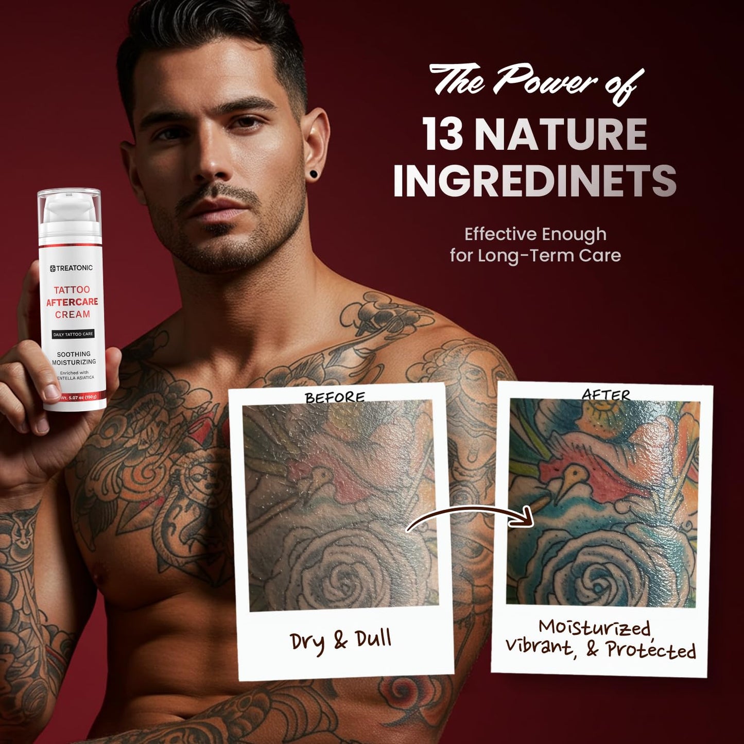 Tattoo Aftercare Cream for Soothing & Moisturizing: Healing & Soothing Aftercare Lotion for Microneedling, Microblading & Piercing - Tattoo Skin Care for New & Old Tattoos - 5 oz / 150ml