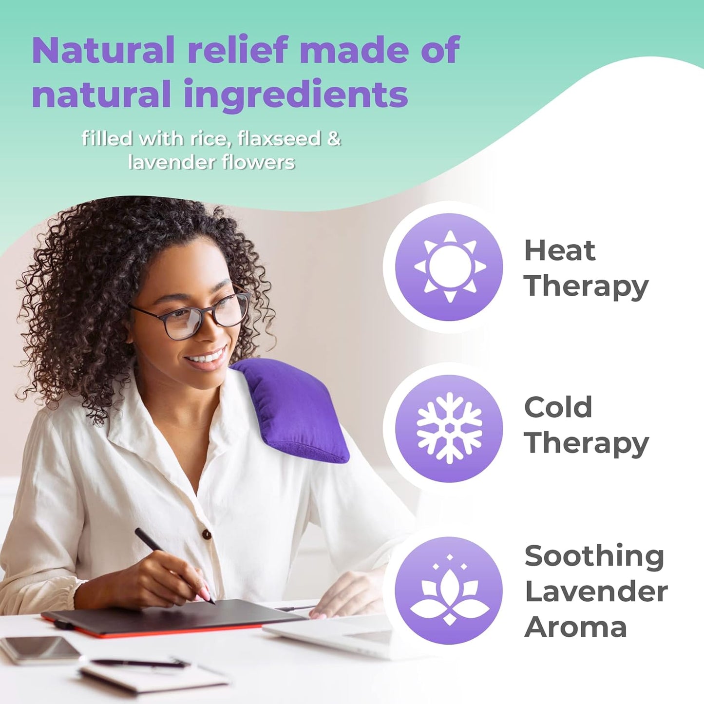 Microwavable Heating Pads for Lower Back and Shoulder - Microwave Hot Pack Heat Pad for Cramps - Heated Pad Therapy - 3 Packs Purple - Lavender Scent