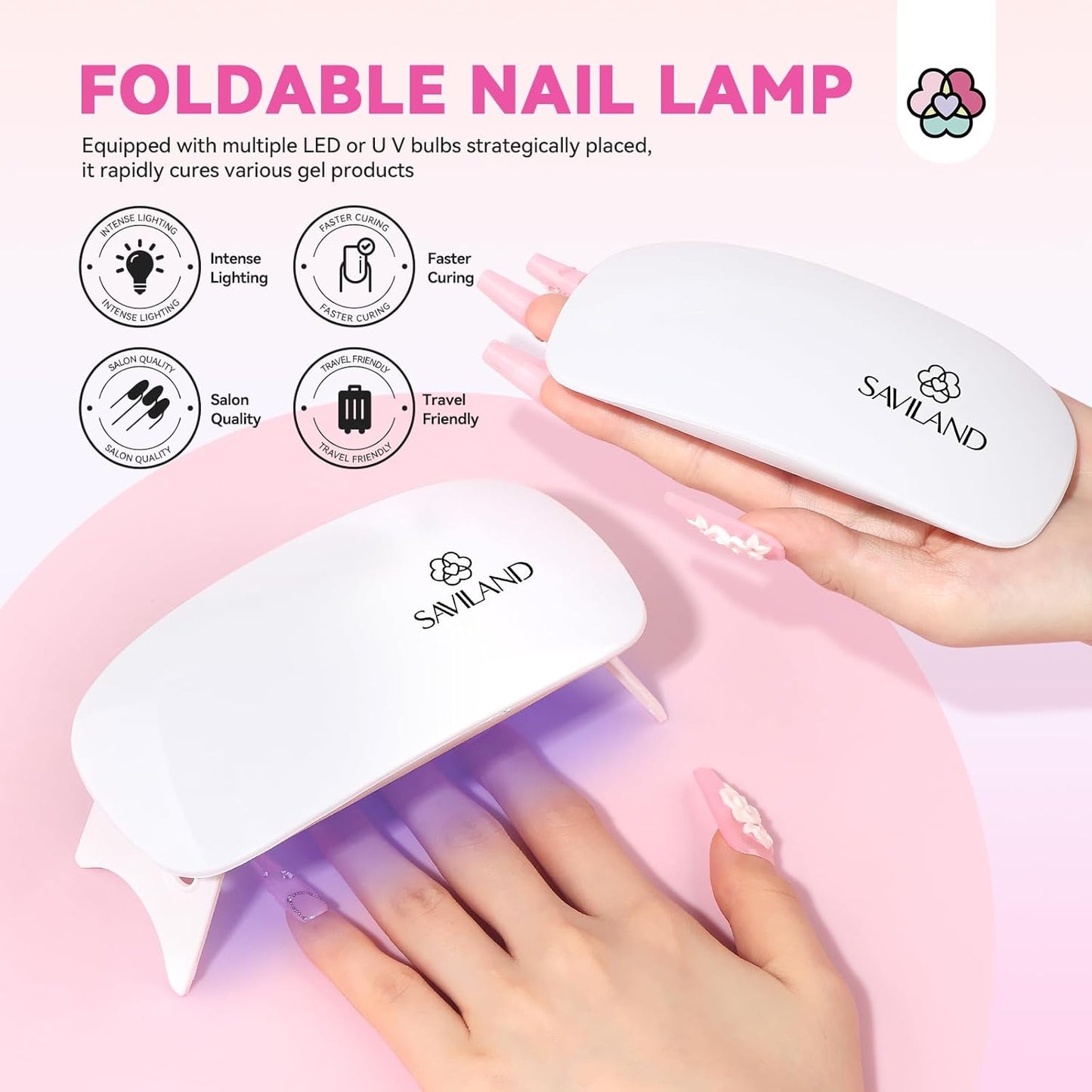 SAVILAND Acrylic Nail Kit with Everything: Professional Nails Kit Acrylic Set for Beginner Acrylic Powder Acrylic Liquid Gel Polish Kit U V Light Acrylic Nail Set Full Acrylic Nail Supplies Home Salon