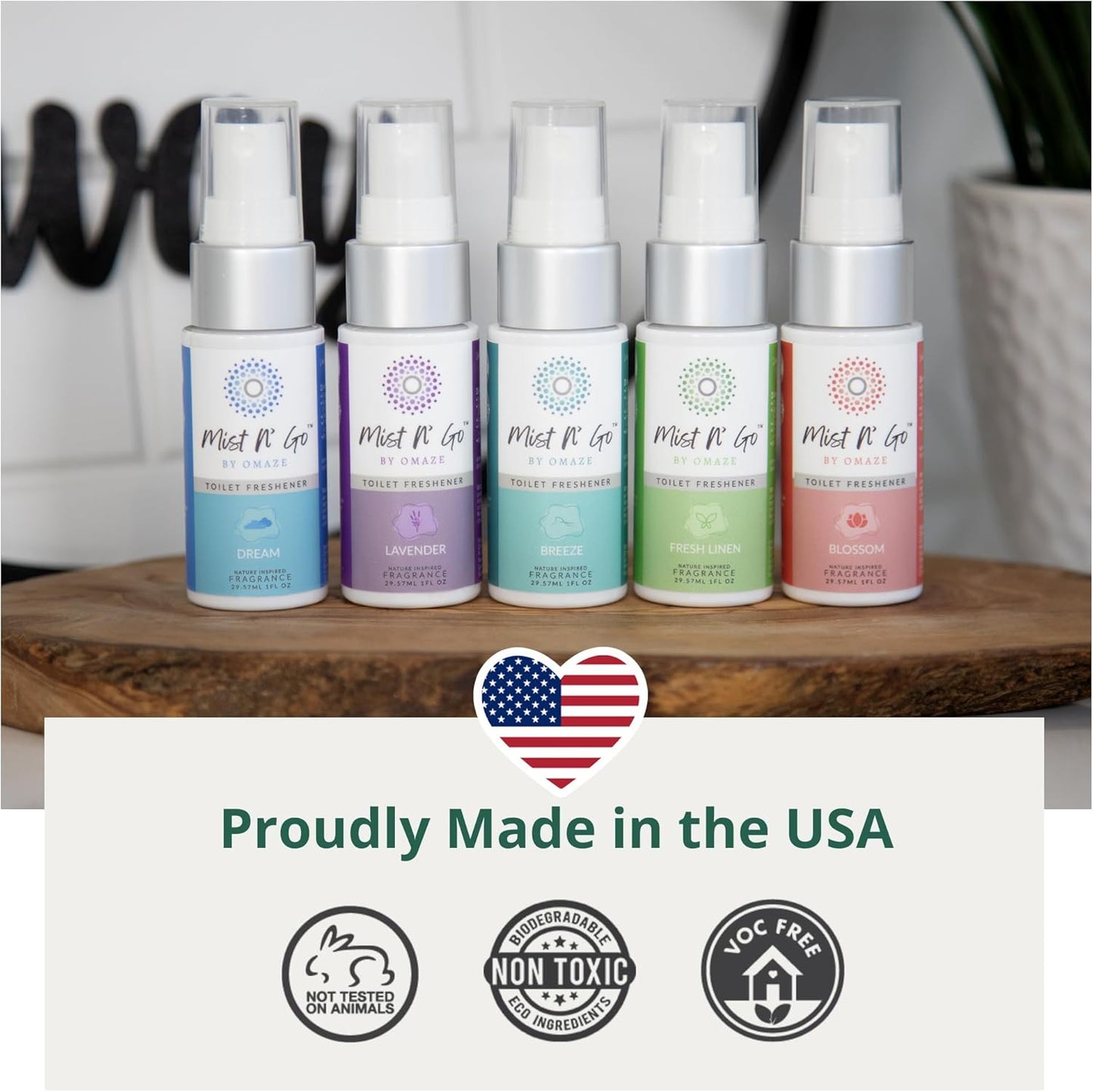 Mist N’ Go by Omaze Travel Bathroom Spray for Toilet Spray Odor Eliminator - Travel Toilet Spray for Bathroom Air Freshener Spray for Bathroom Deodorizer - Dream Travel Size (1oz x1)