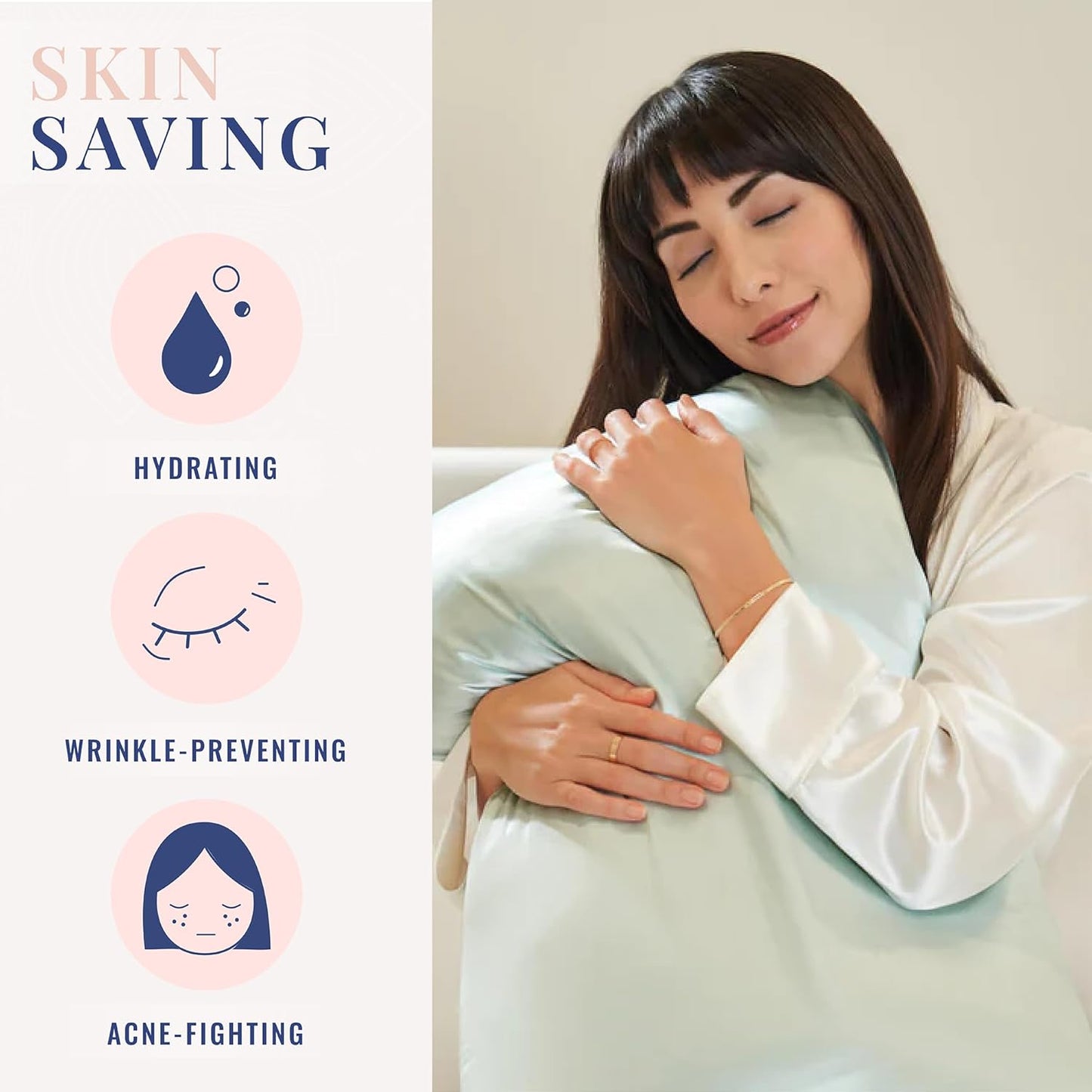 Blissy Silk Pillowcase - 100% Pure Mulberry Silk - 22 Momme 6A High-Grade Fibers - Silk Pillow Cover for Hair & Skin - Regular, Queen & King (Mint, Standard)