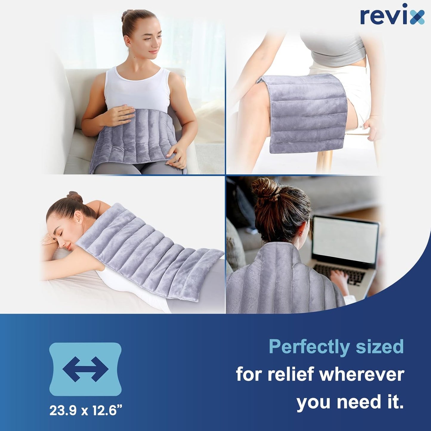 REVIX Extra Large Microwave Heating Pad for Back with Moist Heat, Microwavable Heated Wrap for Full Back, Stomach, Shoulder and Neck,Leg, Support Cold Therapy