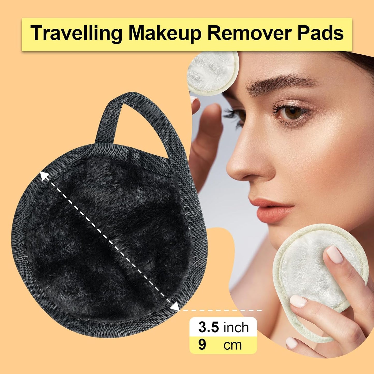 Nugilla 18 Packs Reusable Makeup Remover Pads with a Washable Laundry Bag, Resuable Microfiber Round Towel Skin Face Towels, Soft Makeup Remover Cloth, Fast Drying Washcloth (Grey/White)