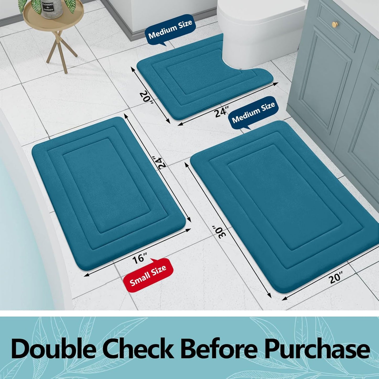Arotive Memory Foam Bathroom Rug Mat 59x24, Ultra Soft and Absorbent Bath Mat, Machine Wash Dry, Comfortable Bath Rug Carpet for Bathroom Floor, Tub and Shower, Peacock Blue