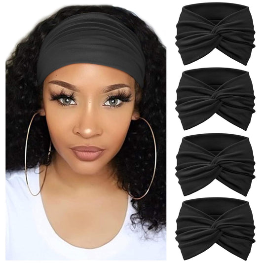 Extra Wide Headbands for Women Large Turban Headband Non Slip Boho Elastic Hairband Hair Twisted Knot Head Bands Accessories