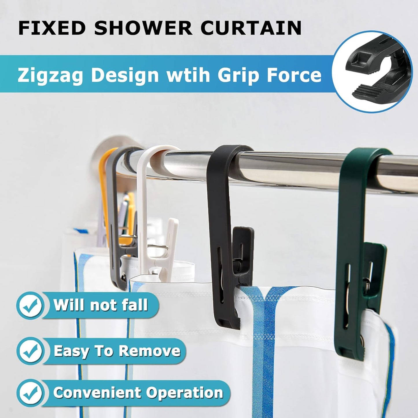 XoYoZo Laundry Hooks with Clips Hanger Closet Organizer Clamps Socks Boot Bras Towels for Bathroom Wardrobe Kitchen Office 4Pcs (Grey)