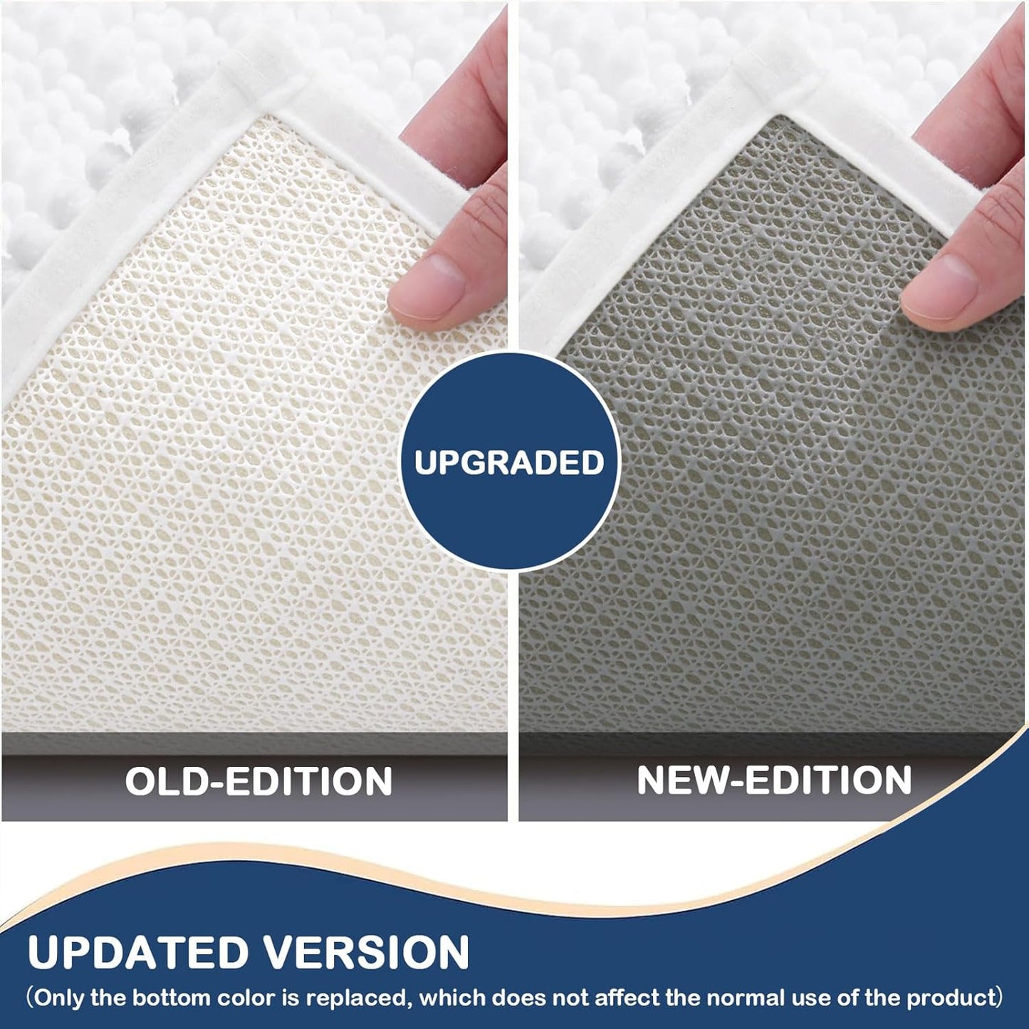 Arotive Luxury Chenille Bathroom Rug Mat, Extra Soft Thick Absorbent Shaggy Bath Rugs, Non-Slip Machine Wash Dry, Plush Bath Mats for Bathroom, Shower and Tub, 47x32, White