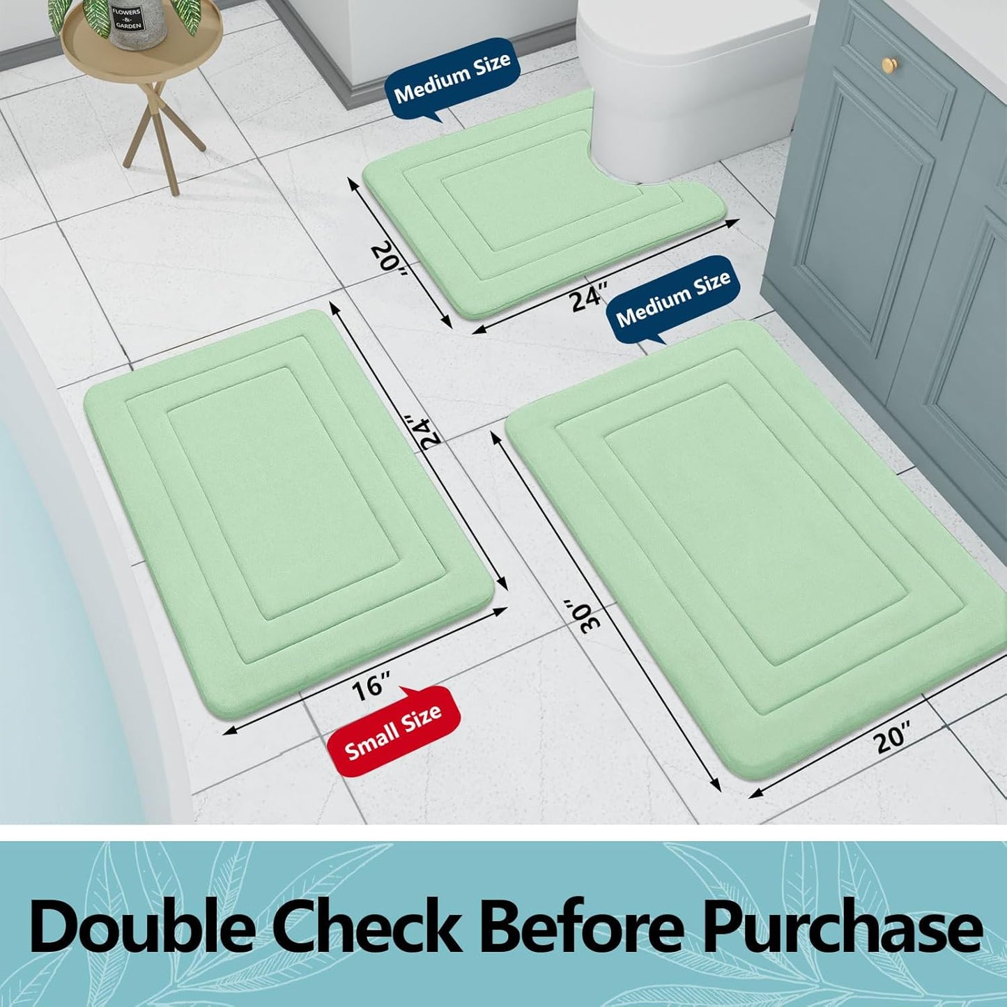 Arotive Memory Foam Bathroom Rug Mat 70x24, Ultra Soft and Absorbent Bath Mat, Machine Wash Dry, Comfortable Bath Rug Carpet for Bathroom Floor, Tub and Shower, Sage Green