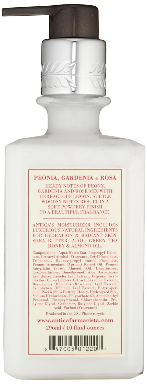 Antica Farmacista Body Moisturizer - Moisturizing Scented Lotion - Premium Body Moisturizer - Luxury Gift for Women & Men - Hand & Skin Hydration -Peonia, Gardenia & Rosa, 10 Fl Oz