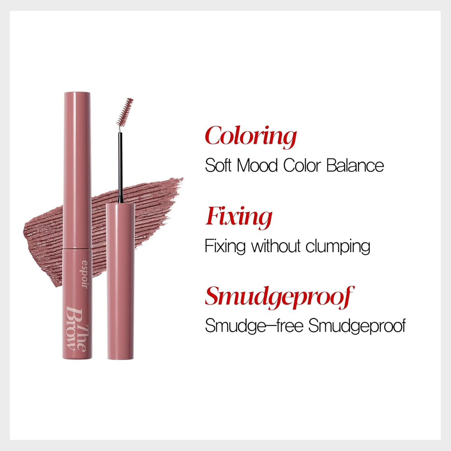Espoir The Brow Color Fixing Cara #6 Rosy Brown 0.1 fl oz | Easy Fixing without Clumping | Long Lasting Smudgeproof Eyebrow Mascara | Soft Mood Coloring Tinted Gel | Korean Eye Makeup