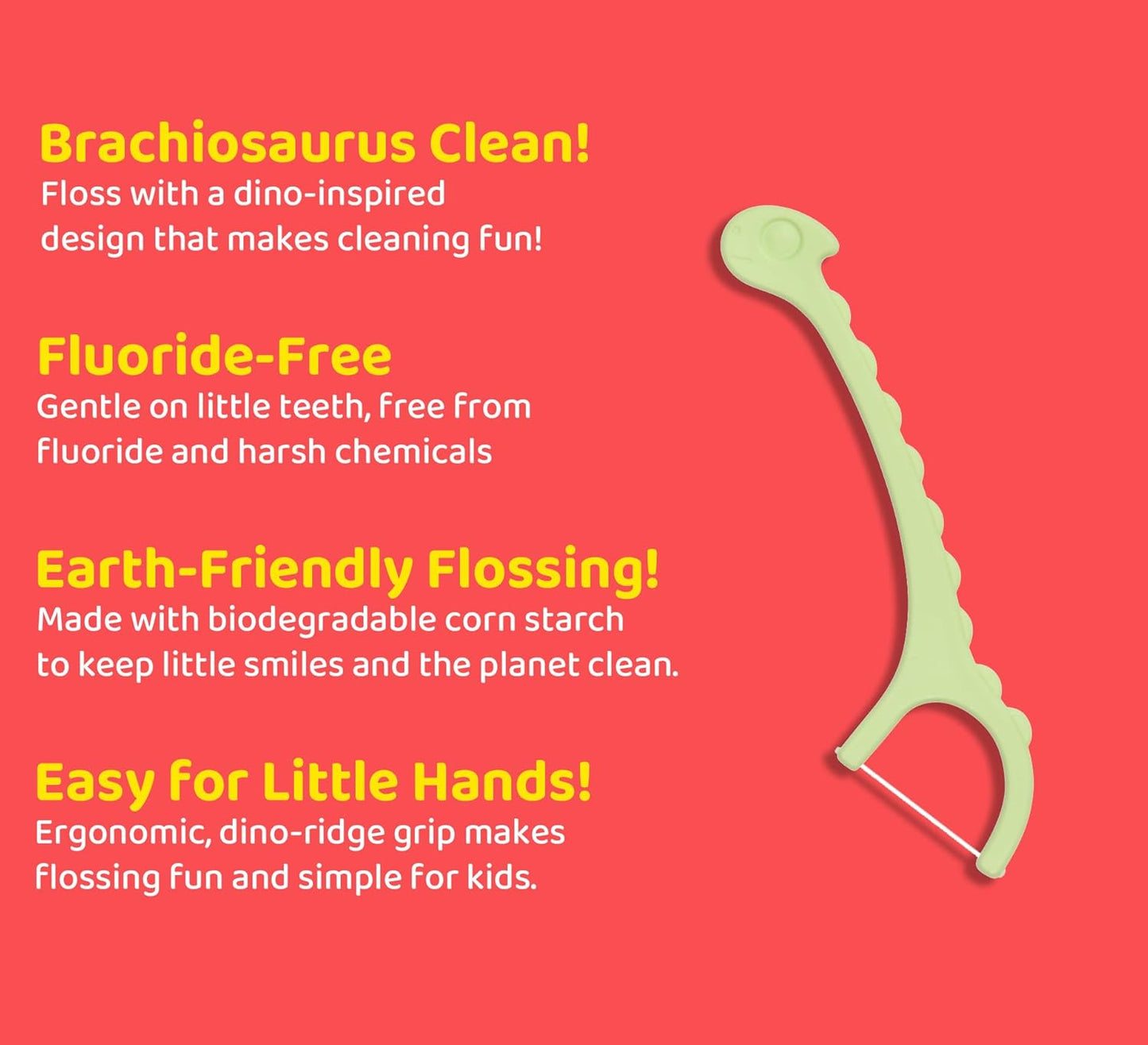 Sea Turtle Kids Dino Floss Picks - Corn Starch Handle - Thin Thread Tooth Dental Flossers - Unflavored (200)