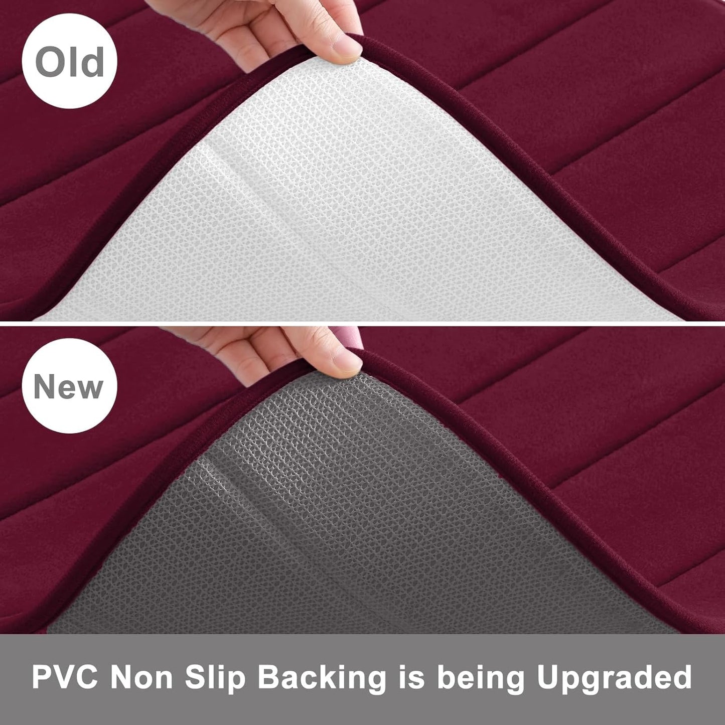 Buganda Memory Foam Bath Mat, 24" x 16", Ultra Soft and Non-Slip Bathroom Rugs, Water Absorbent and Machine Washable Bath Rug for Bathroom, Shower, and Tub, Burgundy