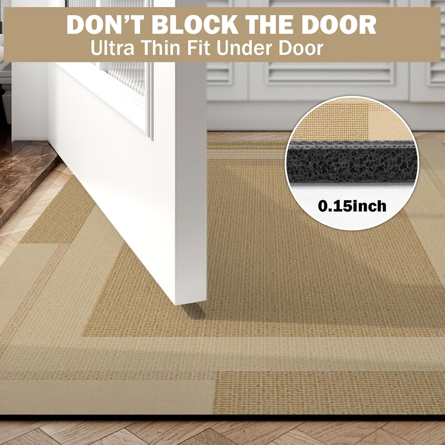 Non Slip Bath Mat, Rubber Backing Ultra Thin Bathroom Rugs Fit Under Door Quick Dry Super Absorbent Washable Bath Rug Shower Mat for Bathroom Floor Bathtub Shower Sink, Easy Care Brown 16"x 24"