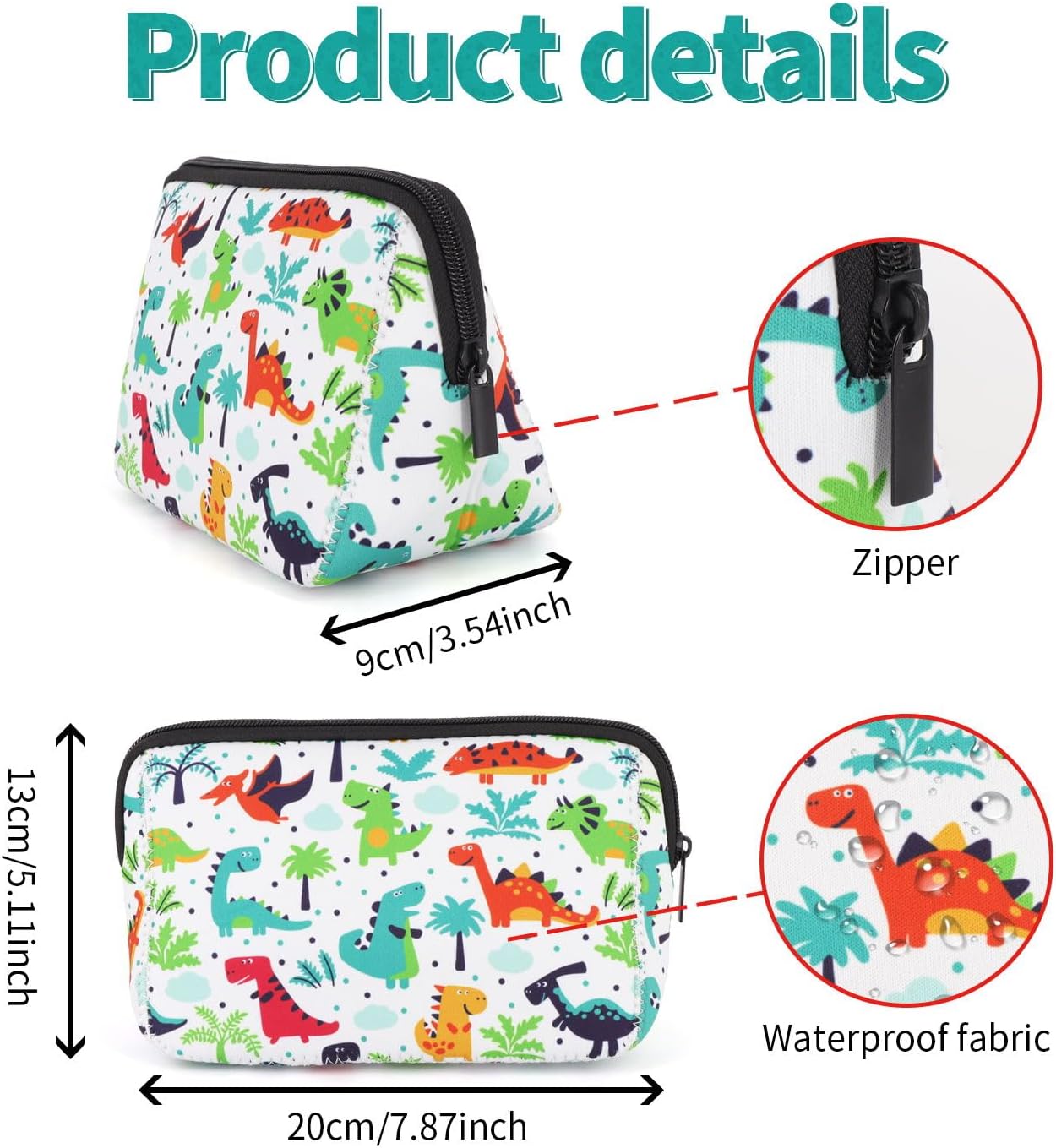 Cosmetic Bag Waterproof Neoprene Zipper Pouch Travel Portable Toiletry Makeup Bags Organizer Case for Women and Girls