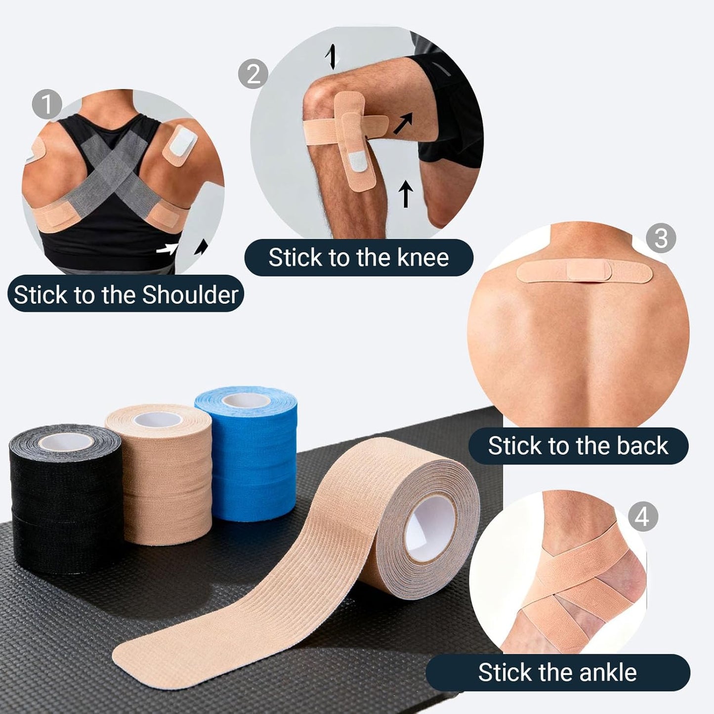 Kinesiology Tape 5cm, Waterproof KT Pro Extreme Tape, Extra Sticky Muscle Support, Elastic Sports Tape for Athletes, Physio Recovery & Tender Tape Alternative