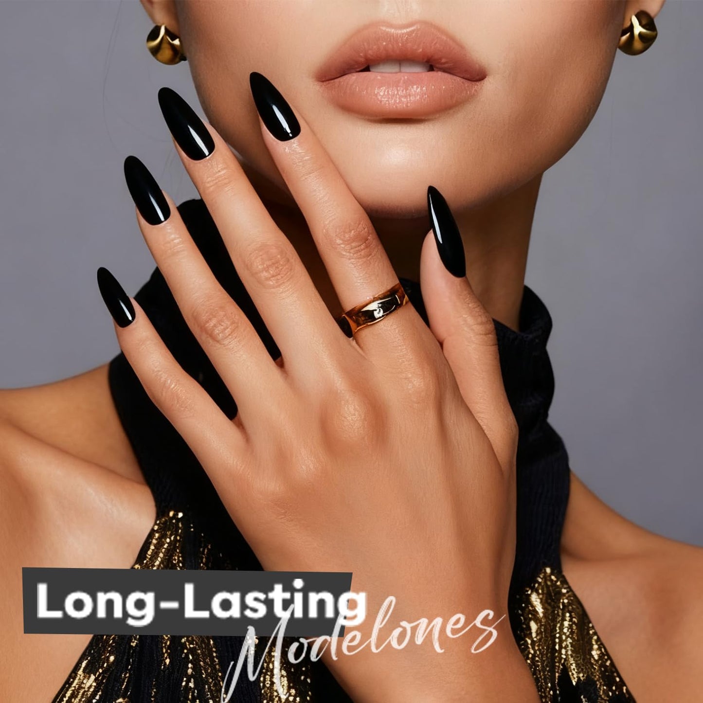 modelones Nail Polish, 15 ml Classic Black Nail Polish Quick Dry Nail Strengthener Long Last Shine Fingernail Toe Nail Art DIY Home Travel Manicure Gift for Women Girls 0.5 Fl Oz