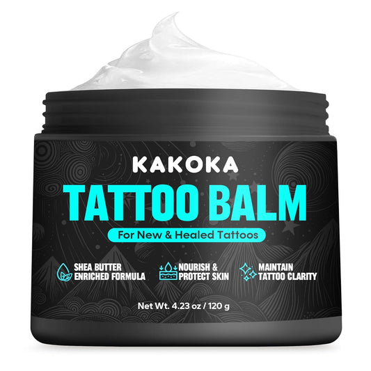Tattoo Aftercare (4.23 oz), Tattoo Balm, Natural Shea Butter Formula Tattoo Lotion, Nourishing Properties and Color Support for New and Existing Tattoos, Tattoo Care Cream for Daily Use