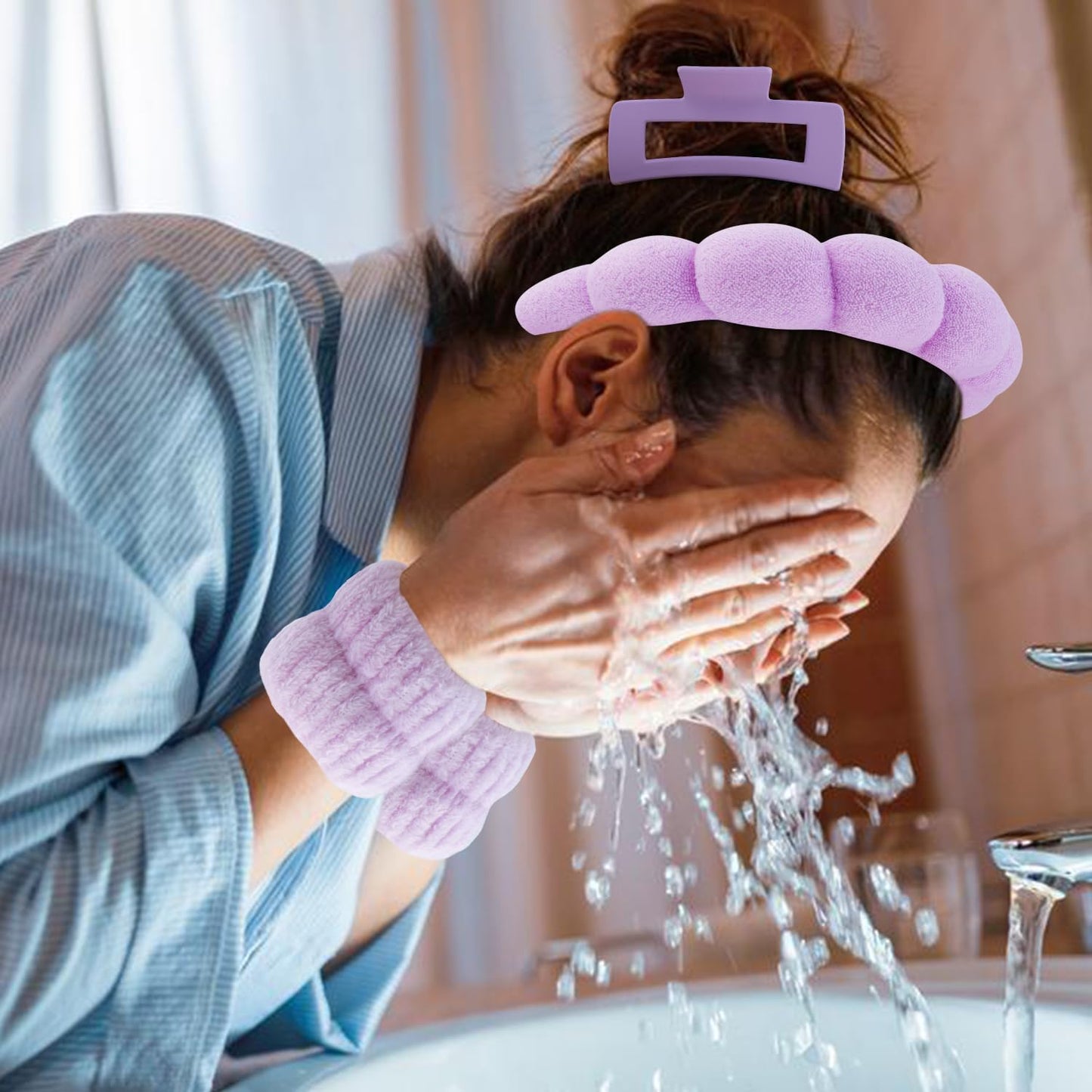 Chanaco Spa Headband, Makeup Hair Accessories for Women and Girls, Face Wash Wrist Bands, Teen Gifts Trendy Stuff