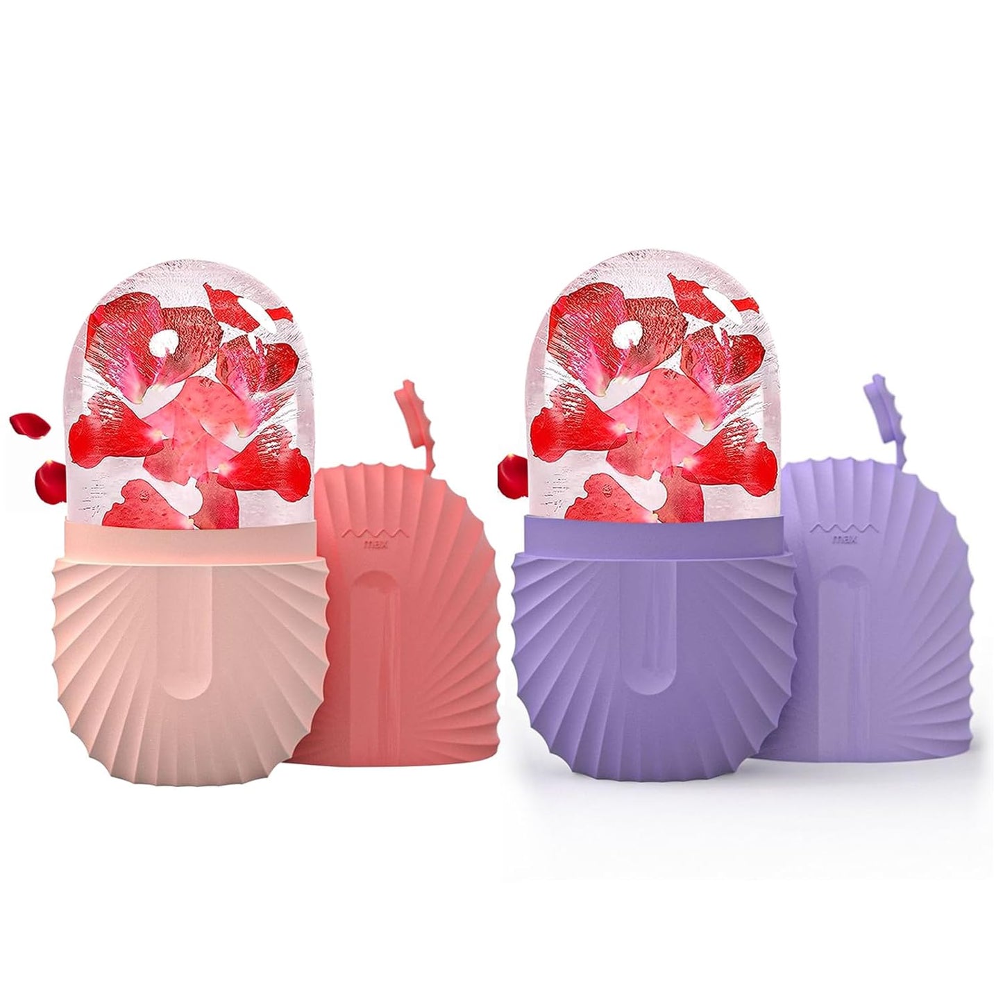 2Pcs Ice Face Roller, Reusable Silicone Mold Face Massage Eye Facial Beauty Skin Care Tools Apply Ice for Shrink Pores Anti Wrinkle Reduce Puffiness Improve Skin Elasticity, Seashell