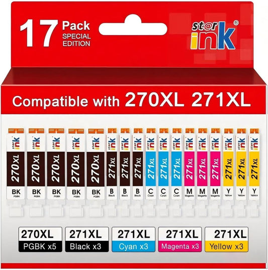 Replacement for Canon 271 Ink Cartridges PGI-270XL CLI-271XL High Yield 270/271 XL Ink Cartridges Compatible with MG6821 TS5020 TS9020 TS9020 TS8020 MG7720-15 Value Pack (5 PGBK/3 BK/3 C/3 M/3 Y)