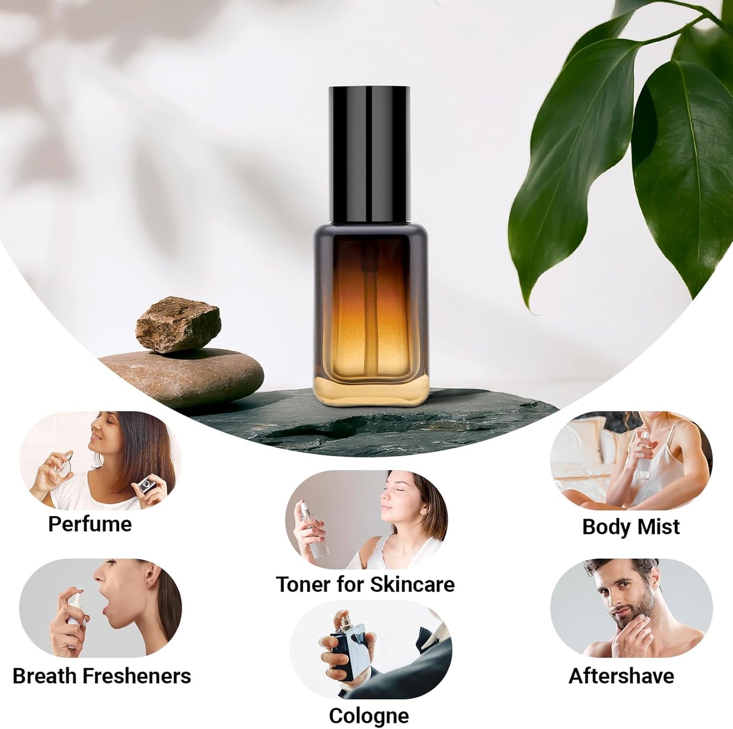 Segbeauty 1oz Fine Mist Amber Glass Spray Bottles, 2pcs Small Travel Size Spray Bottle Refillable Liquid Containers, 30ml Mini Glass Cosmetic Bottles for Travel, Empty Perfume Bottle Atomizer Sprayer