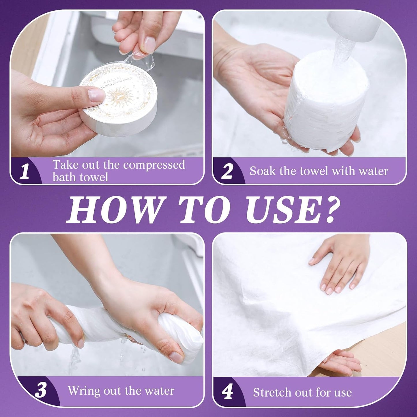 Nuenen 50 Pack Compressed Bath Towels 55.1 x 27.5 Disposable Large Bath Towel Reusable Suitable for Hotel Camping Sports Hiking Beach Swimming Vacation